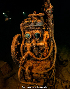 The famous "R2D2" in the Fujikawa Maru, Truk Lagoon.  (ai... by Larissa Roorda 